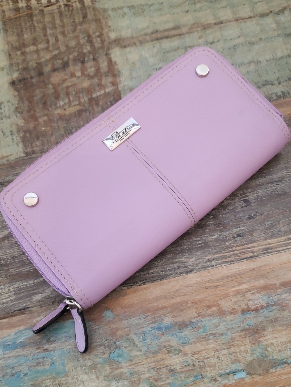 Buxton Double Zip Wallet Purple